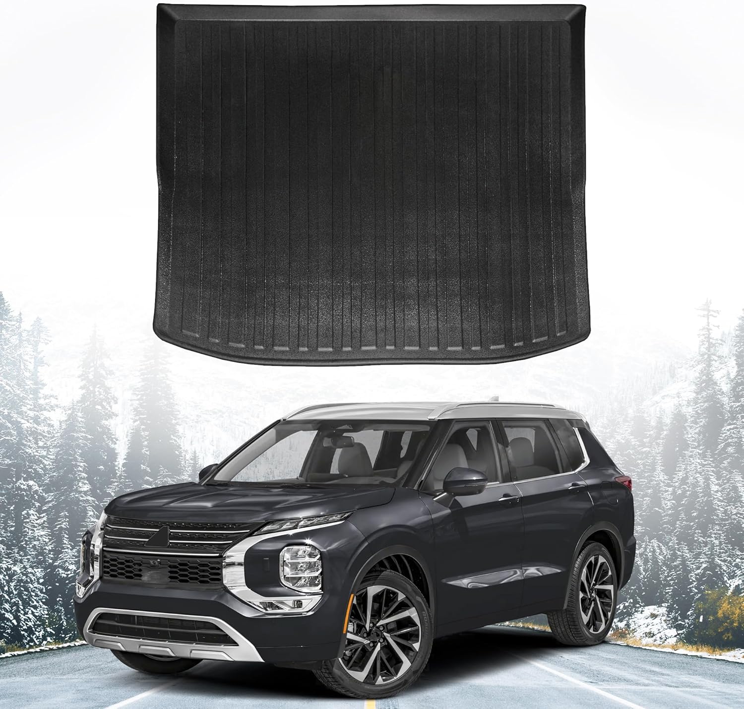 Premium Cargo Liner for Mitsubishi Outlander ES SE Sel 2022-2025 Crossover - 100% Protection - Custom Fit Car Trunk Mat - All-Season Black Cargo Mat - 3D Shaped Laser Measured Trunk Liners