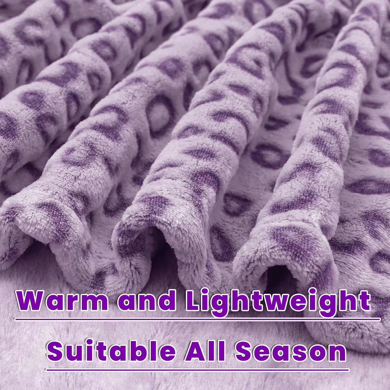 Purple Blankets for Women, Soft Plush Fleece Throw Blanket for Bed Couch, Purple Gifts for Women, Lavender Warm Throws for Girls Travel Camping, All Seasons Cozy Decor for Bedroom Dorm 50"x60" - Image 6