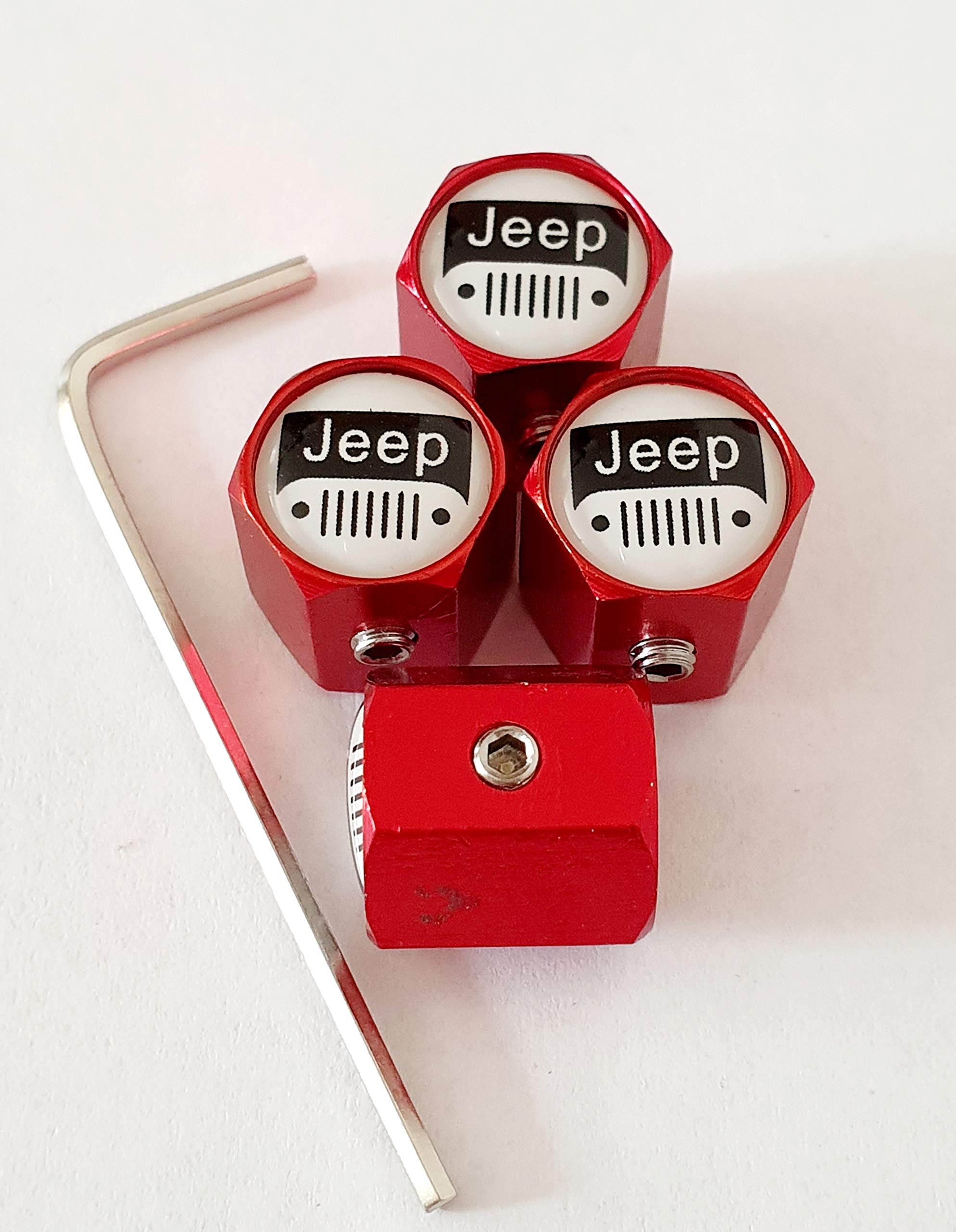 Buy Speed Demons JEEP Red coloured anti theft Locking valve dust caps
