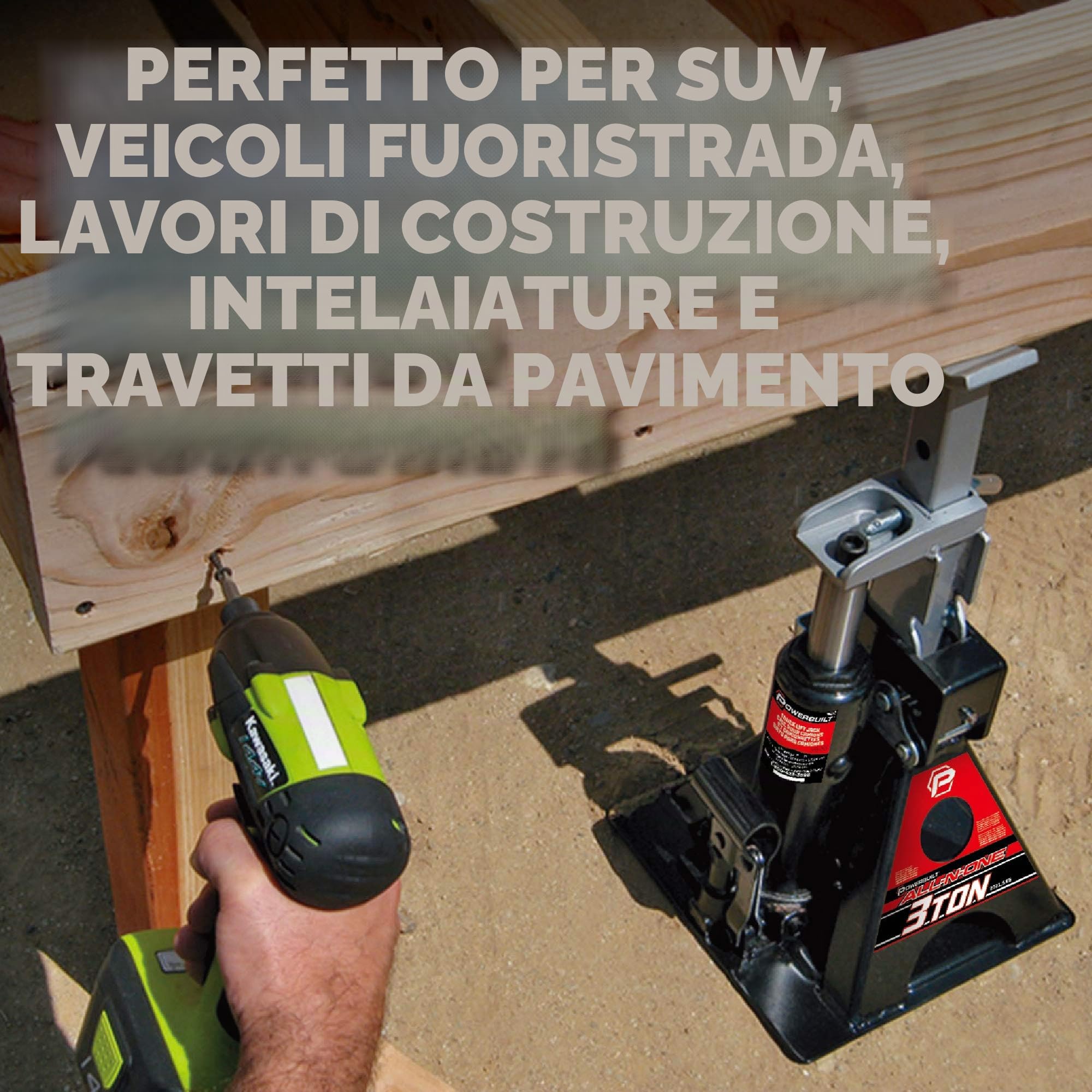 Powerbuilt Alltrade 640912 - Jack per Bottiglia da 3 tonnellate, Tutto in Uno | Compatto, base ampia, gamma 11-21 pollici, elimina jackstand, per Unibody, camion, SUV, camper, auto, rimorchi, ASME - 640912