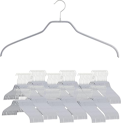 Mawa by Reston Lloyd Silhouette Series - Percha antideslizante para ropa para camisas y vestidos, estilo 41F, juego de 140, color plateado