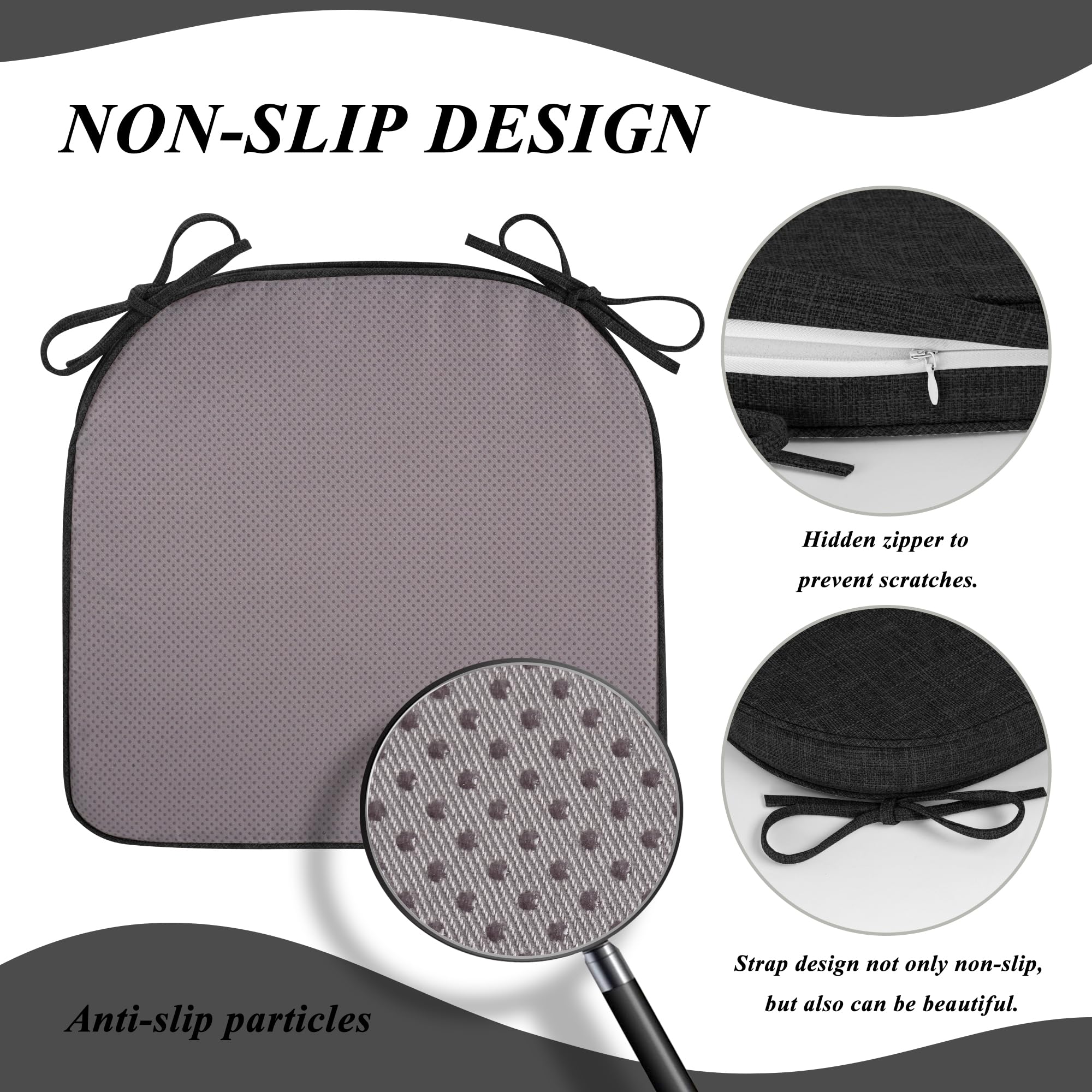 FlyGulls Stoelkussens Voor Eetkamerstoelen, 4 Stuks, Getextureerde U