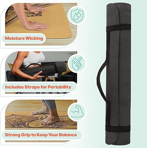 Miniatura 3 de Yoga Mat with Strap - Sweat Absorbent Ultra Grippy Hot Exercise Mat Non Slip Vegan Suede Towel Combo for All Floor Fitness Workout, Bikram,