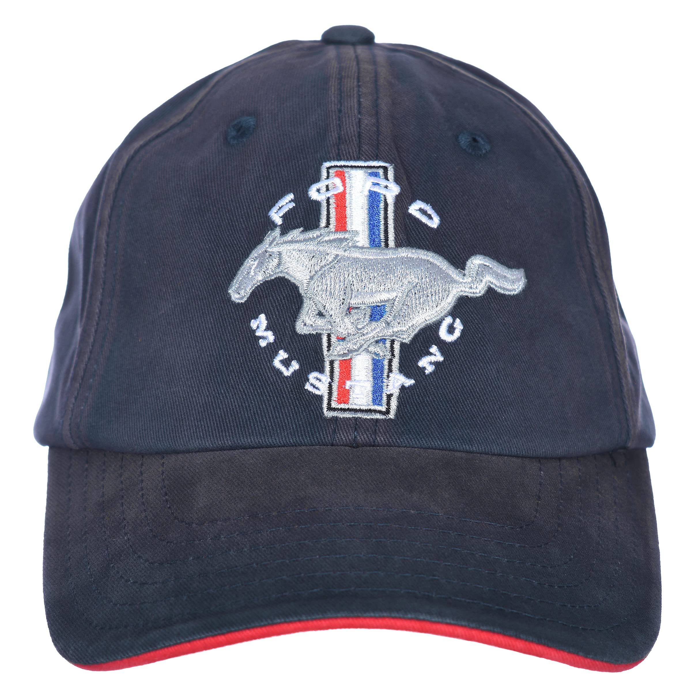 Buy Checkered Men's Ford Mustang TriBar Pony Logo Cap Distressed Navy