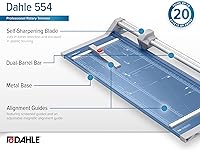 Vista 6 de Dahle 554 Cortadora Rotativa Profesional, Longitud de Corte de 28 Pulgadas, Capacidad de 20 Hojas, Autoafilado, Barra Guía Doble, Abrazadera
