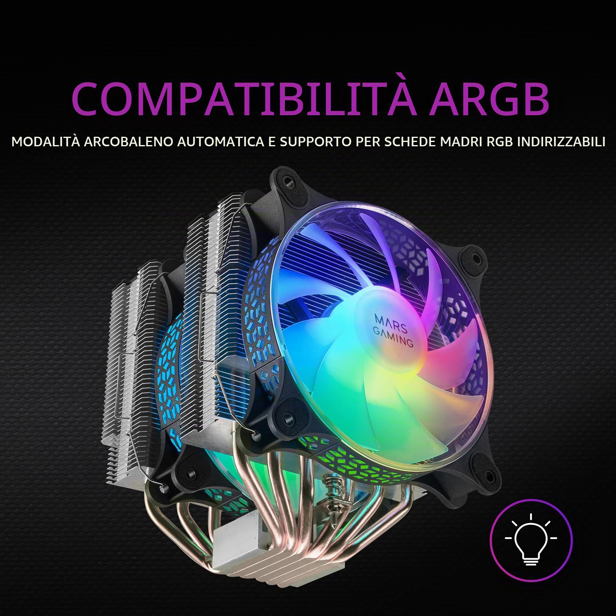 Mars Gaming ML-ONE120 Nero, Raffreddamento a Liquido CPU, TDP 200W, Infinity Mirror, Ventola FRGB Silenziosa, Universale Multisocket