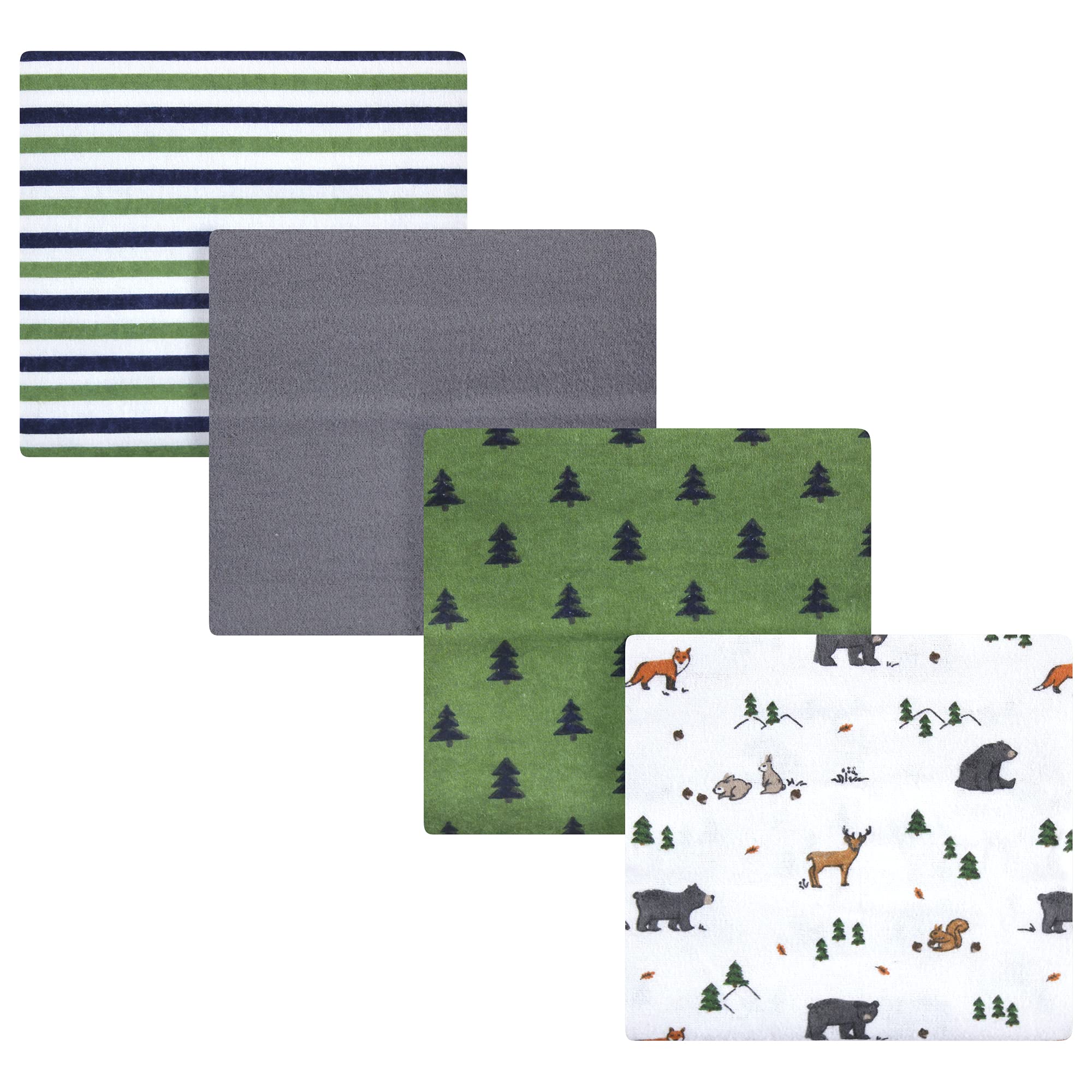 Hudson Baby Unisex Baby Cotton Flannel Receiving Blankets, Woodland Tales, One Size
