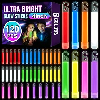 120 PCS 4 Inch Ultra Bright Glow Sticks, Glow in the Dark Party Supplies