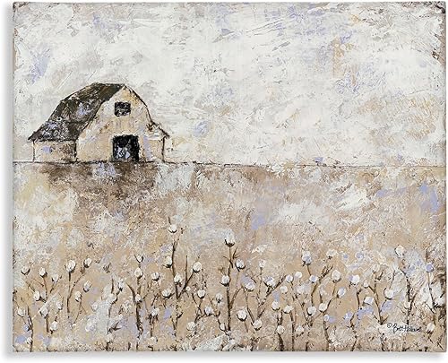 Stupell Industries Barn - Lienzo decorativo para pared, diseño de flores de campo de algodón envejecido, diseño de flores de campo de Britt
