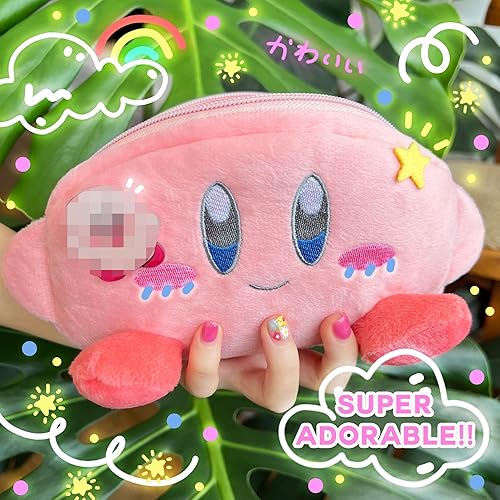 Miniatura 4 de Ohjijinn kawaii - Estuche para lápices rosa con insignia acrílica, bolsa de maquillaje Kawaii, bonita bolsa de lápices japonesa, bolsa de papelería