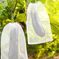 Vista 5 de Bolsas de protección de frutas para árboles frutales, 50 bolsas de red de uva de 8 x 12 pulgadas con cordón, cubierta reutilizable de malla