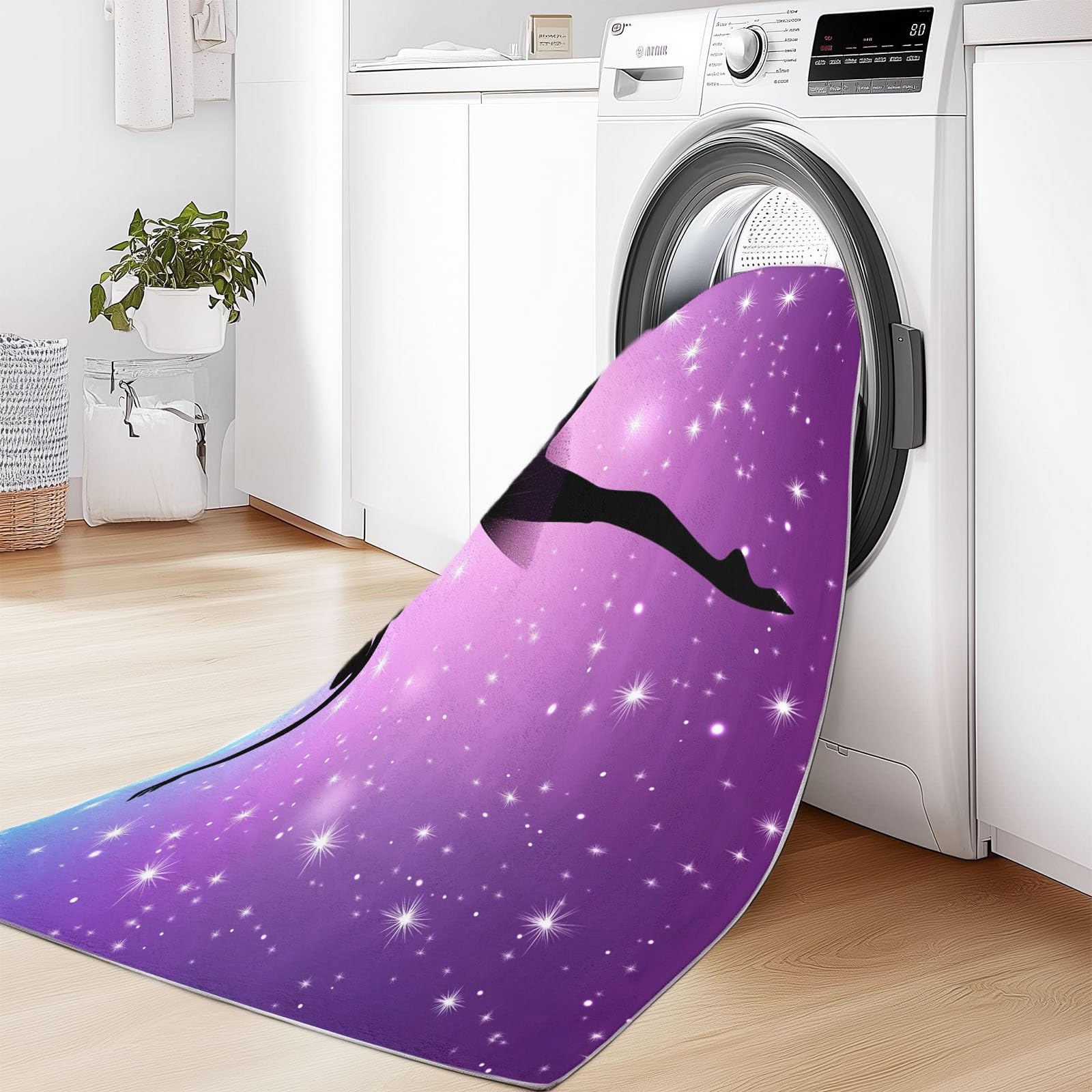 Tappeto Soggiorno 80x150 cm, Tappeto Salotto Ragazza ballerina cielo stellato viola Morbido Scendiletto Camera da Letto Viola Tappeti Lavabili per Cameretta Bambino Ufficio Cucina