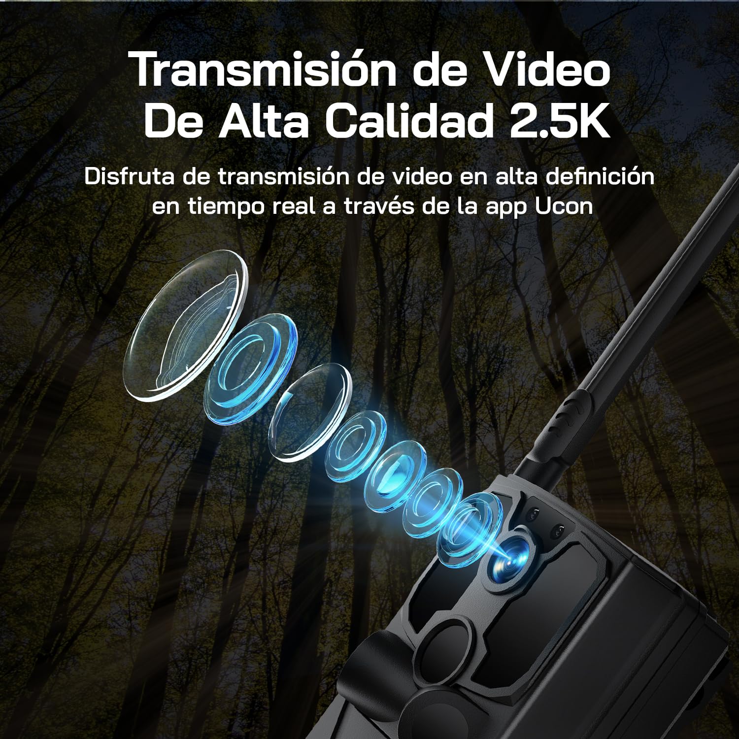 WOLFANG Cámara de Caza Solar, 4G LTE Camara Fototrampeo 2.5K con Detección PIR Nocturna por Infrarrojos Invisible, Alerta, Audio Bidireccional, IP66 para Vida Silvestre y Monitoreo de Seguridad, negro