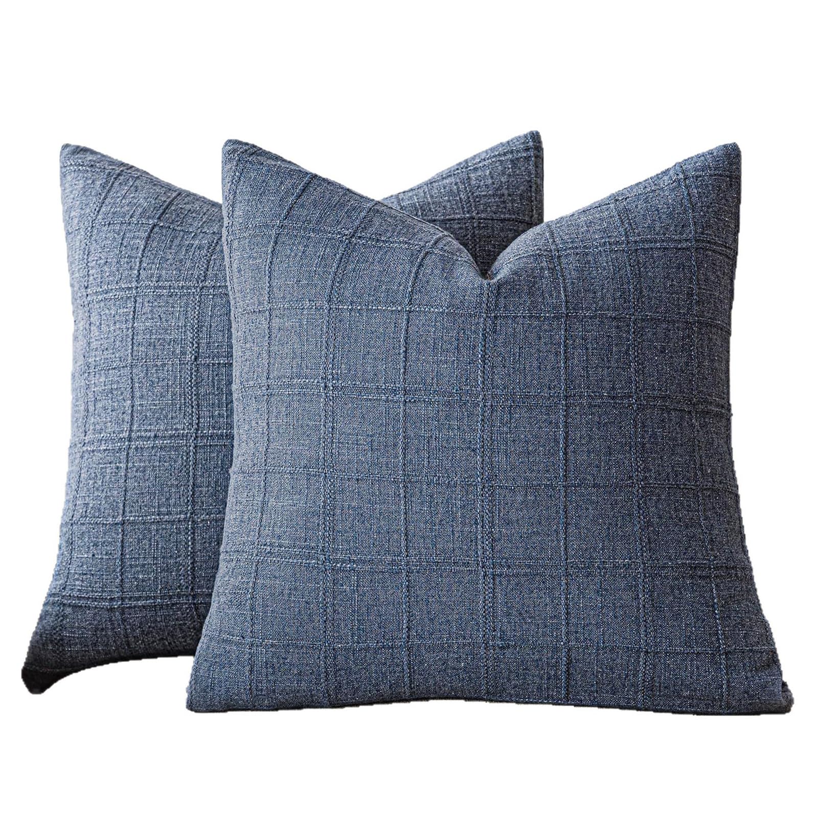 PUXZYAX Soft Textured Linen Pillow Covers Crafted Cotton Polyester Blend Throw Pillows For Couch Single Couch Cover Wear Space, blue, 其他