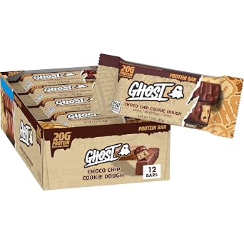 Ghost Choco Chip Cookie Dough Protein Bar, 20g Protein, 12 ct, 27.6 oz
