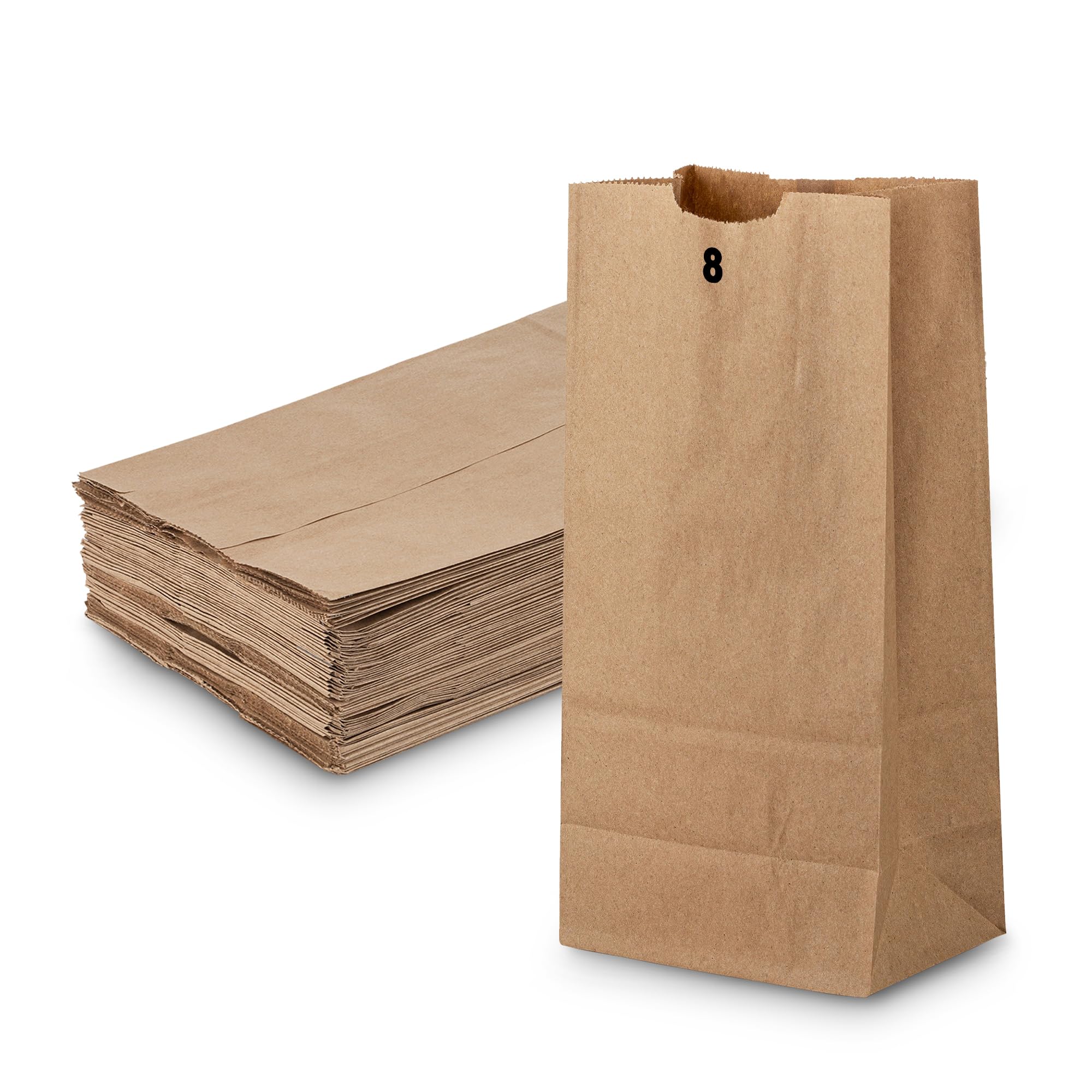 MT Products Brown Paper Bags 8 lbs. - Disposable Paper Lunch Bags Perfect for Shopping - Pack of 1000