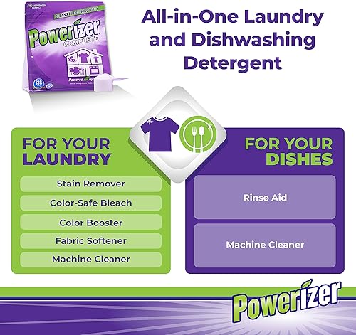 Miniatura 3 de Powerizer Detergente completo en polvo para ropa y limpiador multiusos, detergente en polvo de 3 libras, 136 cucharadas, jabón concentrado para ropa