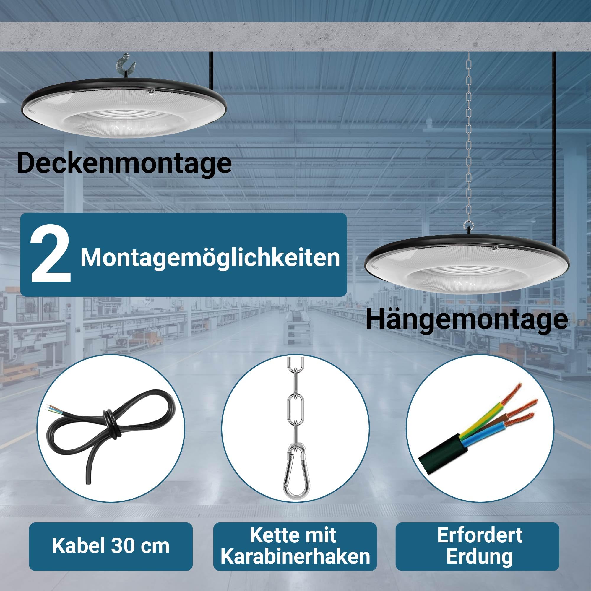 Sigmaled lighting - LED UFO High Bay Hallenstrahler 100W 10.000 lm, Industrie Hallenleuchte IP65 Wasserdicht, Kaltweiß 6000K, Industrielampe für Fabrik Lager Werkstatt Garage, 4 Stück