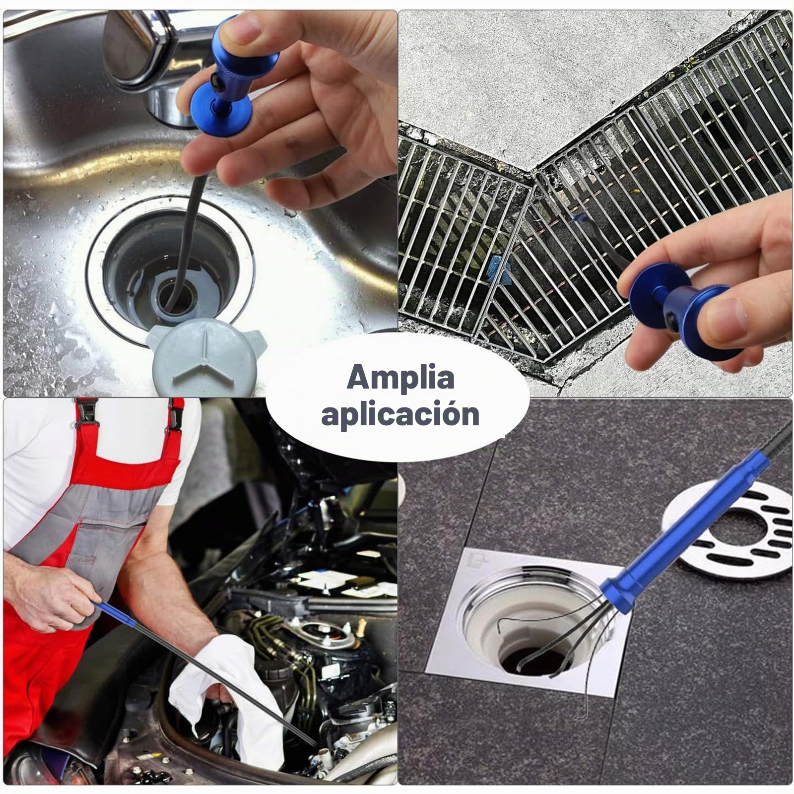 Housolution Recogedor Magnético de Cuatro Garras, Barredora de Recogida de la Manguera Flexible con LED Luz, Herramienta de Ayuda Flexible y Larga para Recolección de Basura - Azul