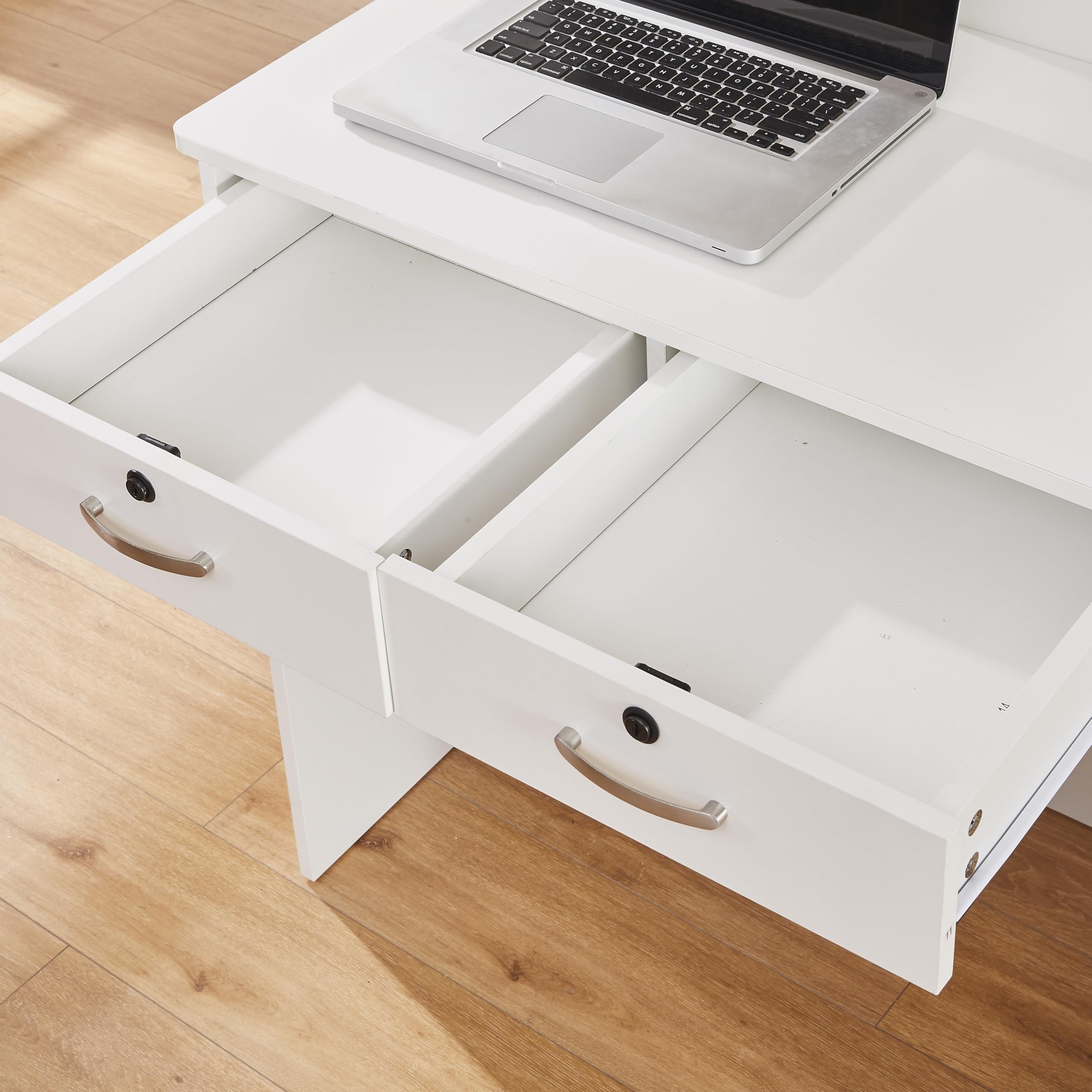 Mostrador de Recepción Moderno 80 cm, Mueble de Oficina de MDF con Cajón Cerradura y Estantes Abiertos, Escritorio de Recepción para Peluquería, Centro de Belleza, Tienda, Hotel y Oficina