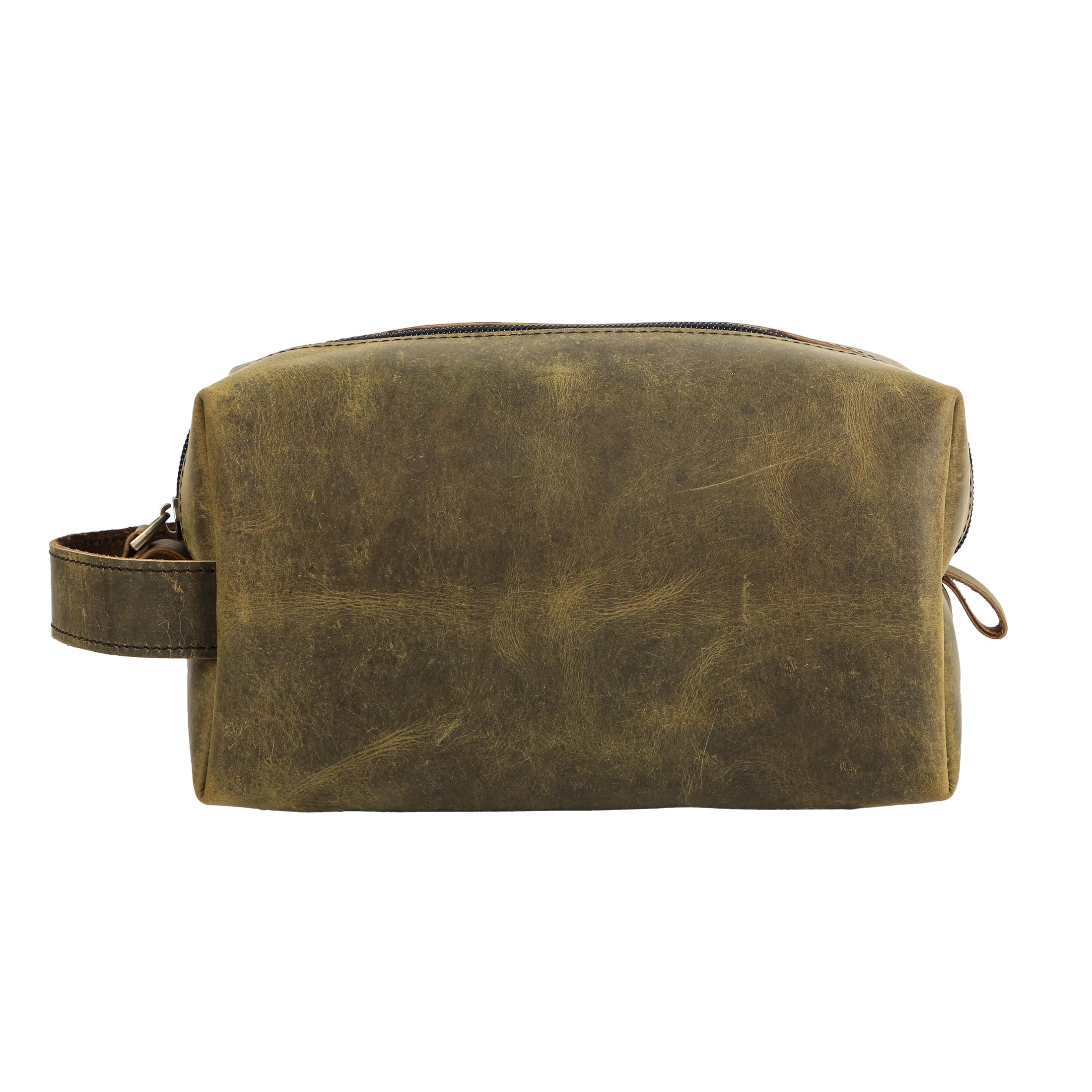 AMBUDHI Men's Leather Toiletry Travel Bag - Genuine Leather Dopp Kit, Shaving Kit Bag for Men, Groomsmen Toiletry Bag, Makeup Bag, Men's Dopp Bag, Leather Bag for Travel, Gift for men and women