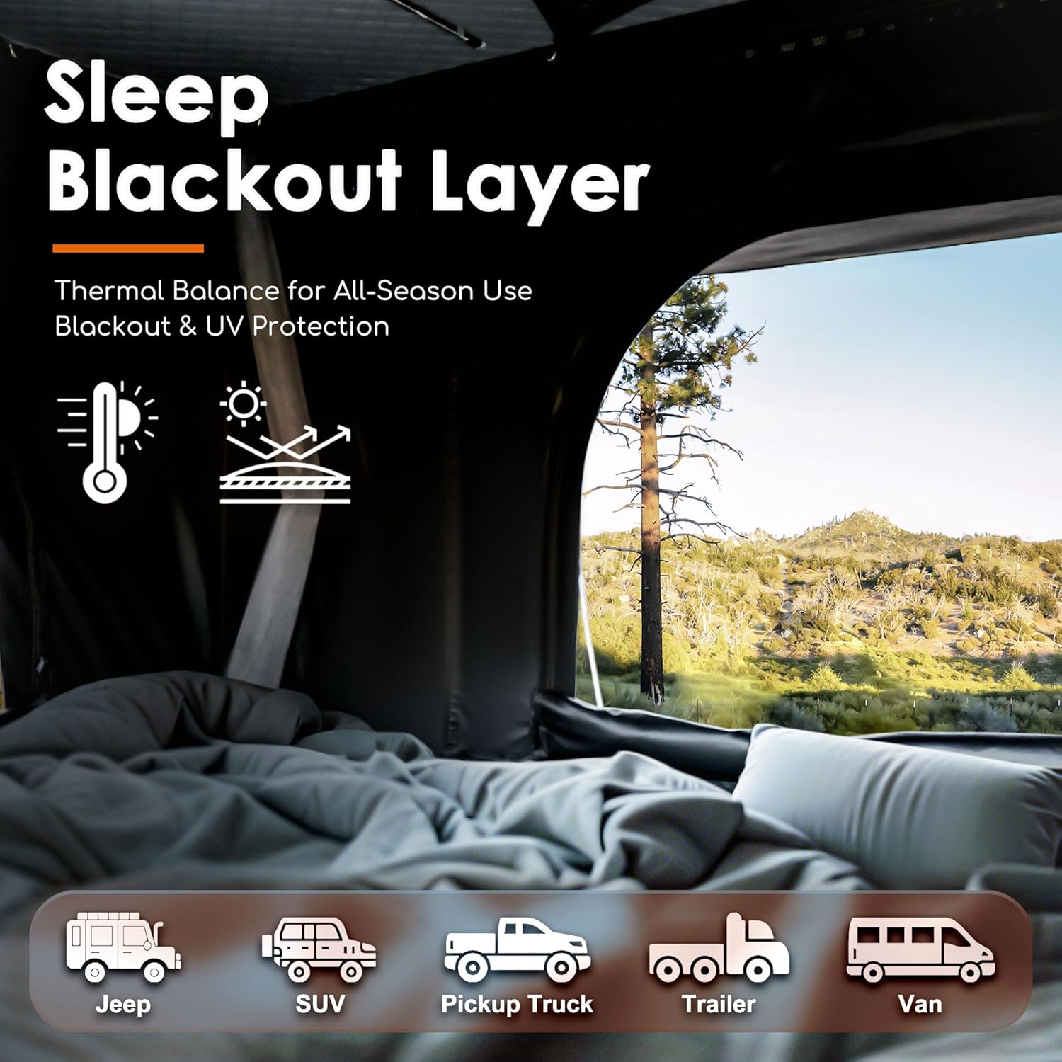 Rooftop Tent, Roof Top Tent for 2-3 Person, Blackout-Coated Polycotton & Oxford for UV Protection and Waterproof, with Aluminum Ladder, Skyview Window, Mattress, for Car/Truck/Jeep/SUV/Van