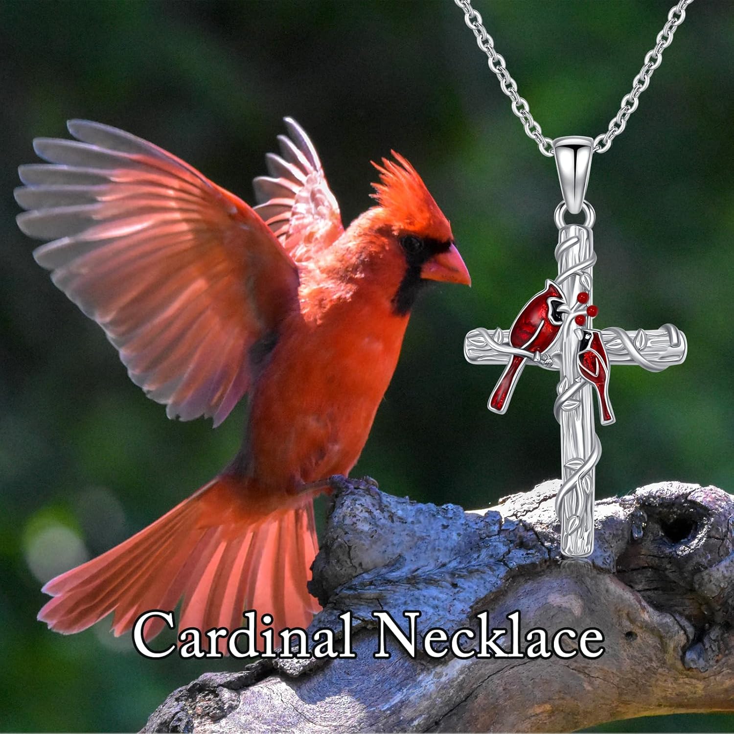 RMREWY Cross Bee/ladybug/Butterfly/Dragonfly/Red Cardinal Necklace for Women 925 Sterling Silver Cross Pendant Necklace Animal Lovers Jewelry Christmas Gifts for Women Mother Grandma - Image 6