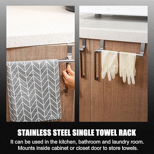 Miniatura 2 de Toallero de acero inoxidable para colocar sobre la puerta, 2 piezas, soporte para toallas de baño, utensilios de cocina y más, resistente al óxido y