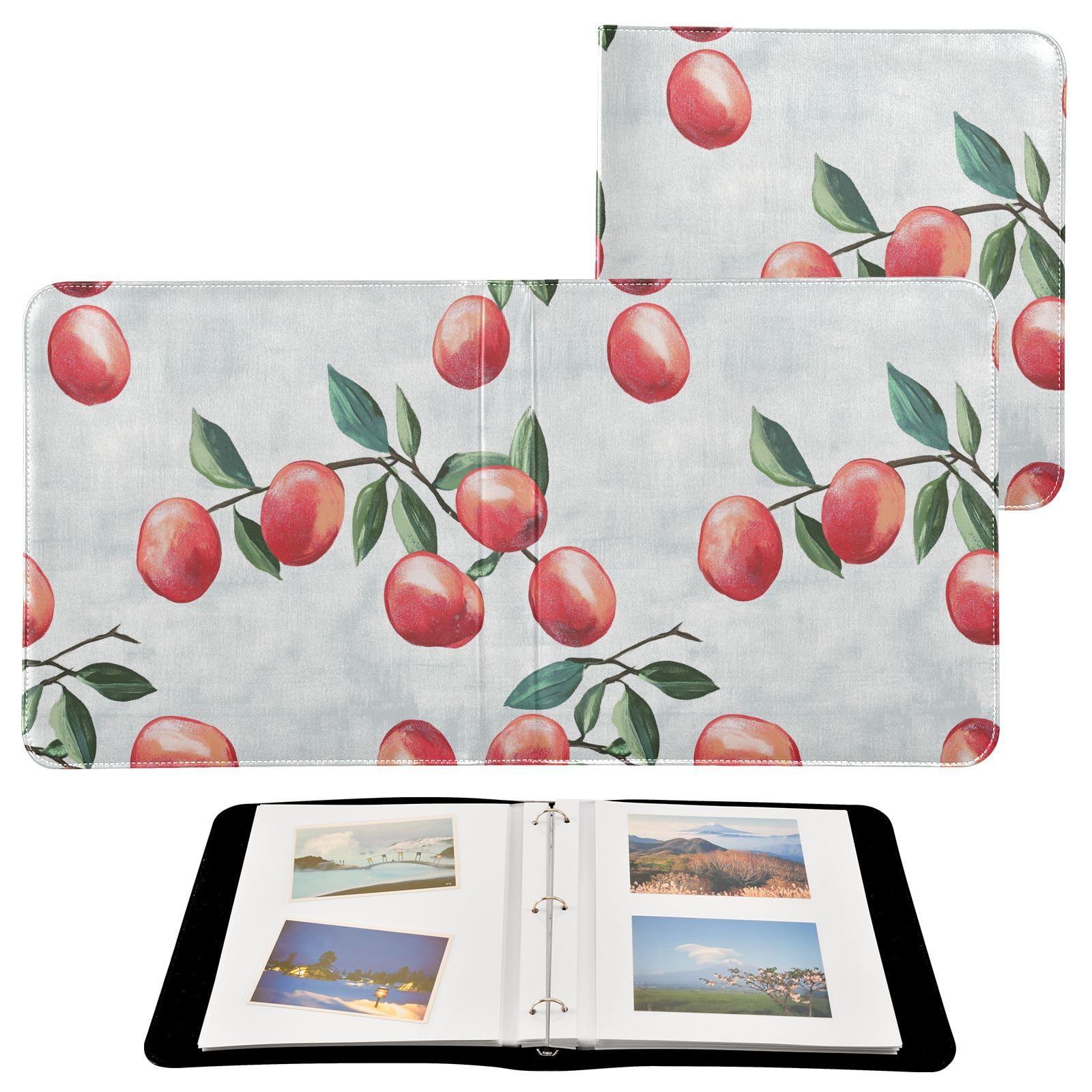 Álbum de fotos de frutas frescas de azufaifo, color plateado, páginas autoadhesivas para fotos de todos los tamaños, fotos de 4 x 6, 5 x 7, 6 x 8 pulgadas