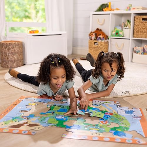 Miniatura 2 de Melissa & Doug National Parks U.S.A. - Rompecabezas de piso con mapa 45 piezas gigantes y en forma de animal, actividades de búsqueda y búsqueda,