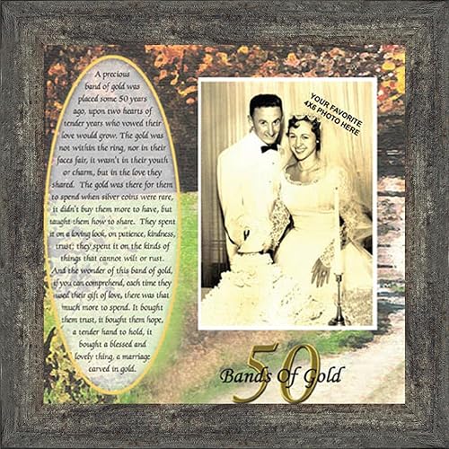 Miniatura 2 de Crossroads Home Décor Marco de fotos de 50 aniversario, regalo de aniversario dorado de 50 años, regalo de 50 aniversario para parejas, 6779BW
