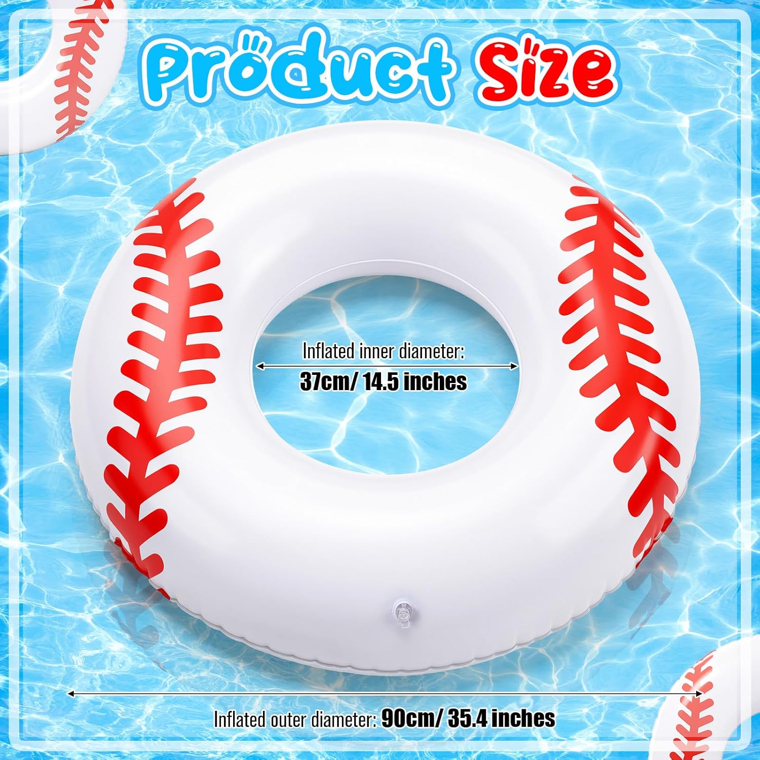 2 Pcs 35" Sports Inflatable Pool Ring Floats Adult Size Large Pool Tube Rings Football Baseball Soccer Basketball Style for Swimming Beach Sports Summer Party Lake River