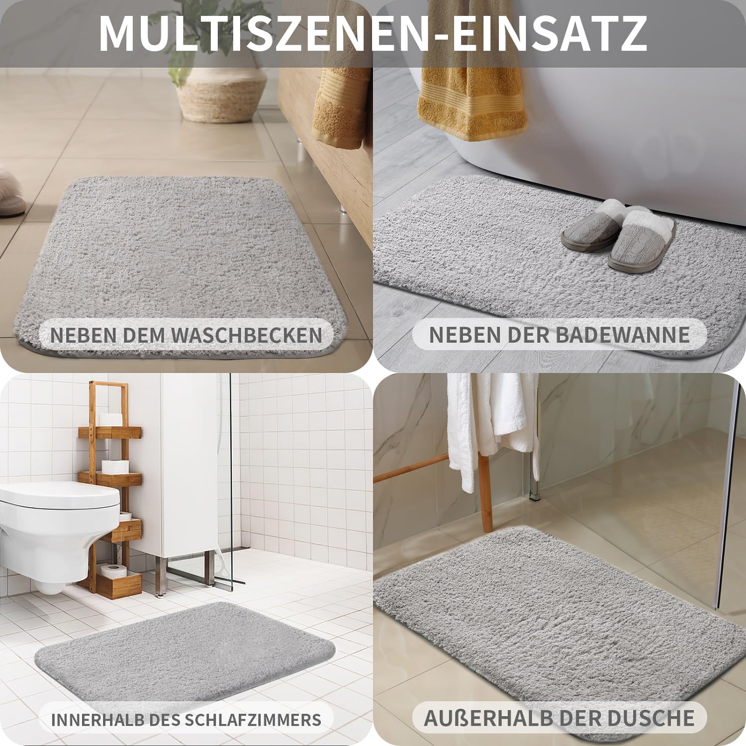 Tappetino Bagno Tappeto Bagno Assorbente Antiscivolo 50x80cm - Tappetino Doccia In Gomma Diatomee, Grigio Tappeto Cucina