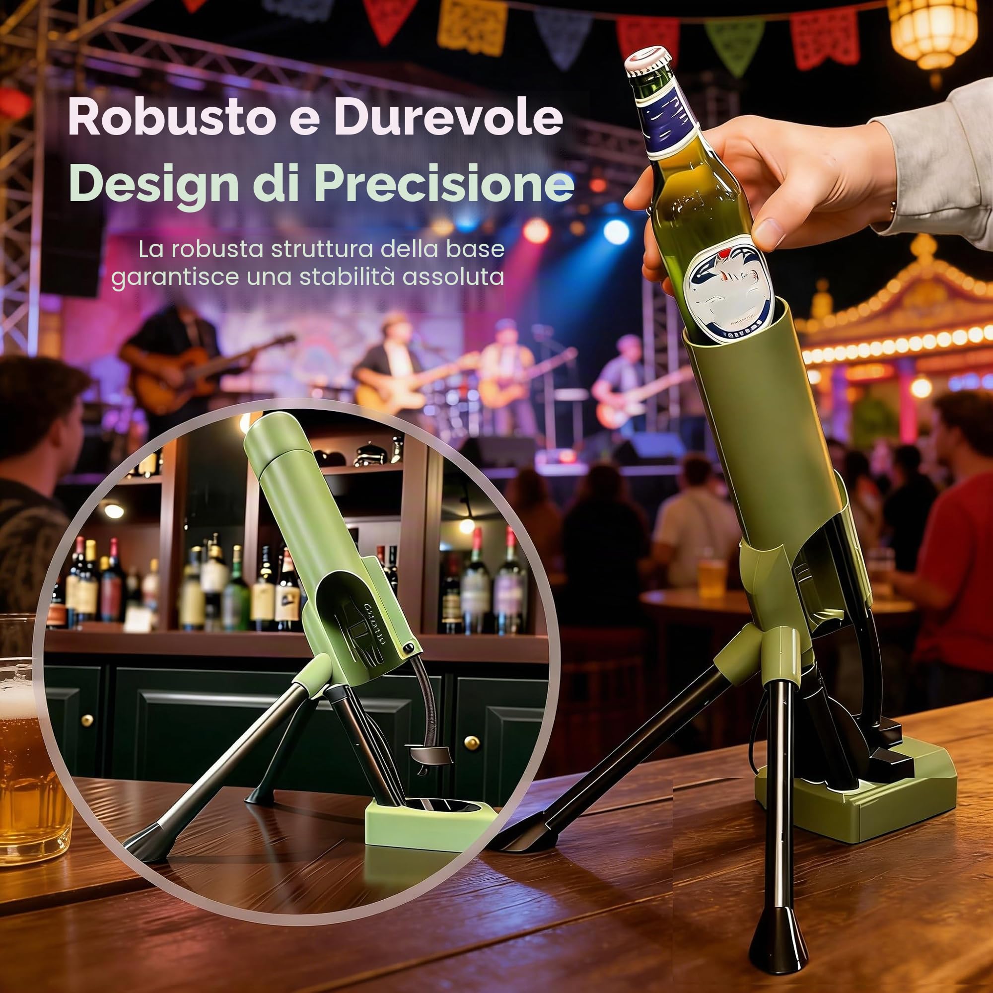 Apribottiglie per mortaio, Beer Bottle Opener tubo di apertura per mortaio, 51mm pesante tattico a mani libere, divertente apribottiglie di birra per bar, scrivanie, scaffali