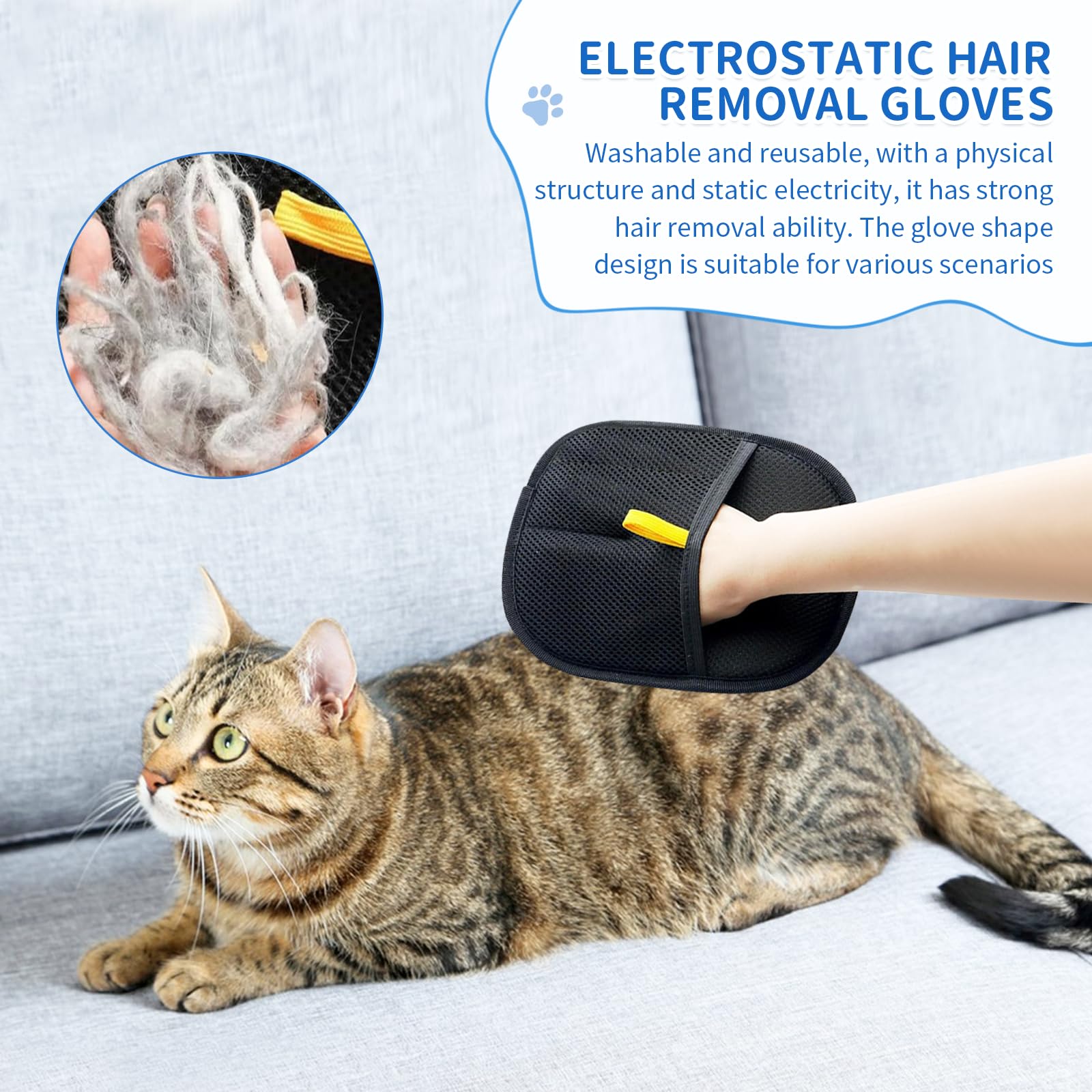 2 Pièces Gants d'épilation d'animaux, Gants d'épilation électrostatiques, Brosse Anti Poils Animaux, Gant pour enlever Les Poil de Chat, pour Le Nettoyage, L'épilation Et La Beauté