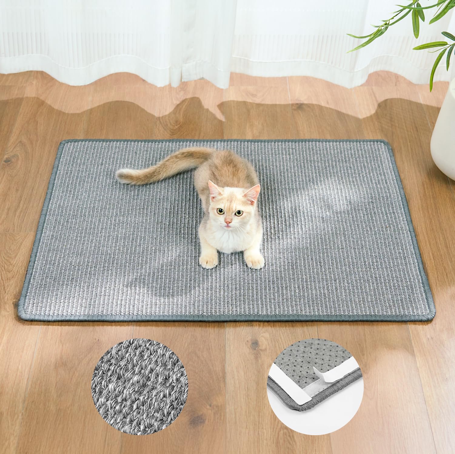 Conlun Cat Scratcher Mat,Natural Sisal Cat Scratch Pad,Horizontal Floor Cat Scratching Pads Rug for Indoor Cats Grinding Claws Nails,Cat Furniture