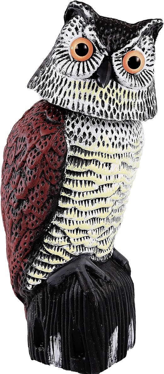 Punkram Owl Decoy,Plastic Owls to Scare Birds Away,Fake