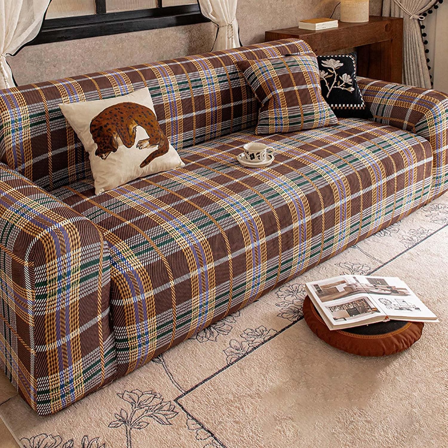 Stretch Sofa Cover Slipcover for Couch Furniture Protector, Elastic Fit for Living Room Sectional Sofa Loveseat Recliner, Fits 1 2 3 4 Seater Sofa, Smooth Touch, Easy to Care