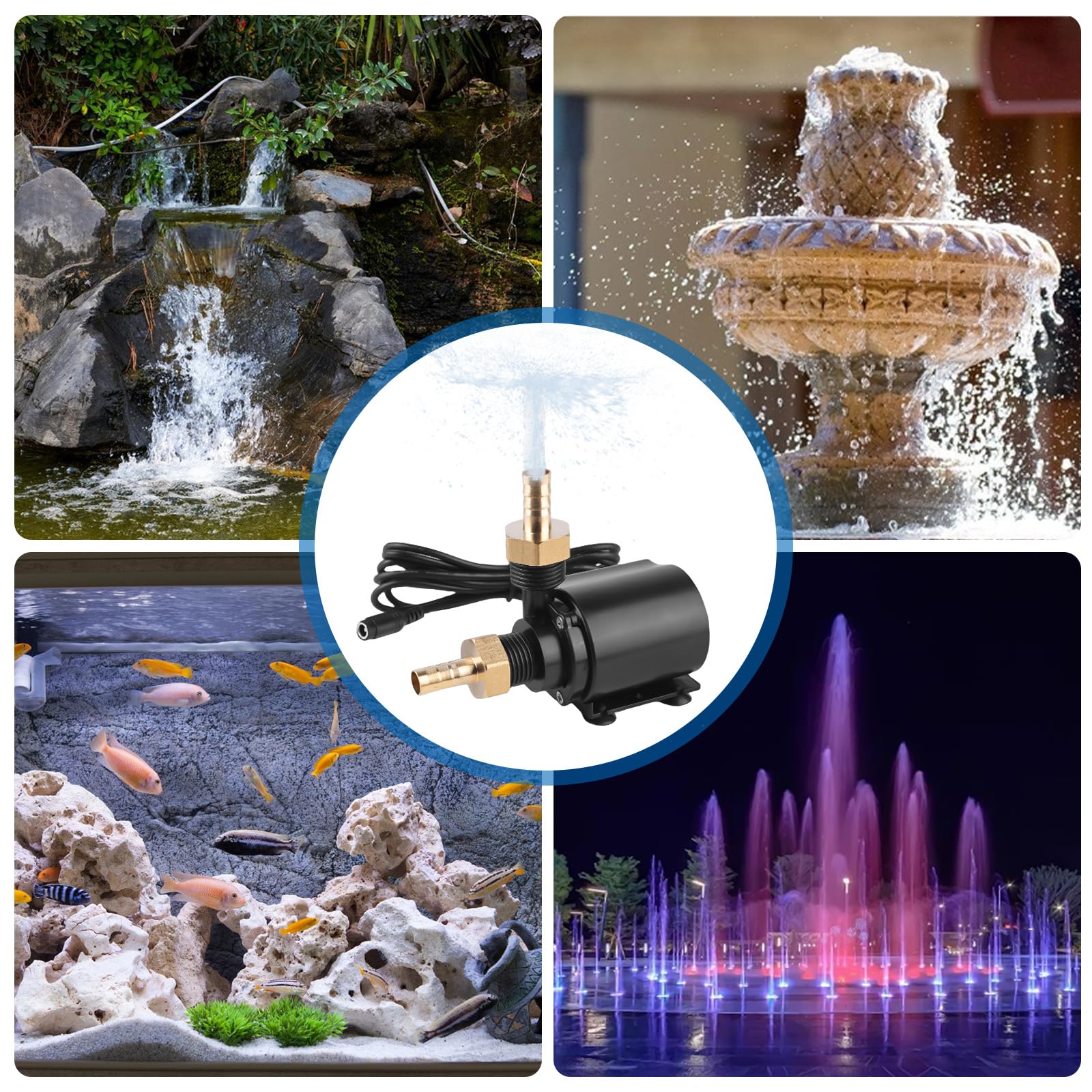 Pompa dell'acqua 12 V, 800 l/h, 5 m, piccola pompa dell'acqua con regolazione della velocità, pompa per laghetto, pompa sommergibile, pompa per acquario, pompa per fontane, sistema di circolazione