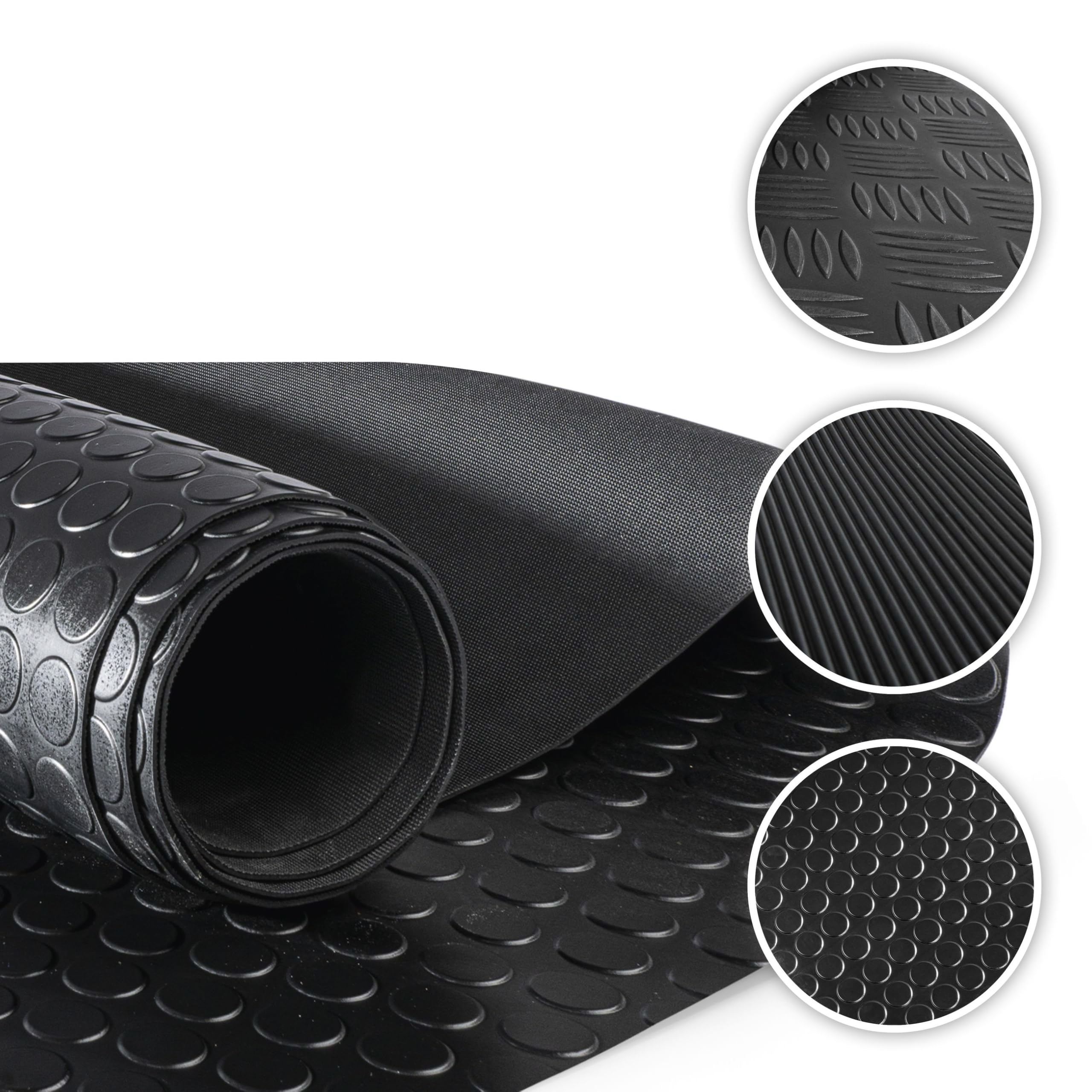 Walser Gummimatte Coin – zuschneidbare Bodenmatte aus Gummi, 100x100 cm, schwarz