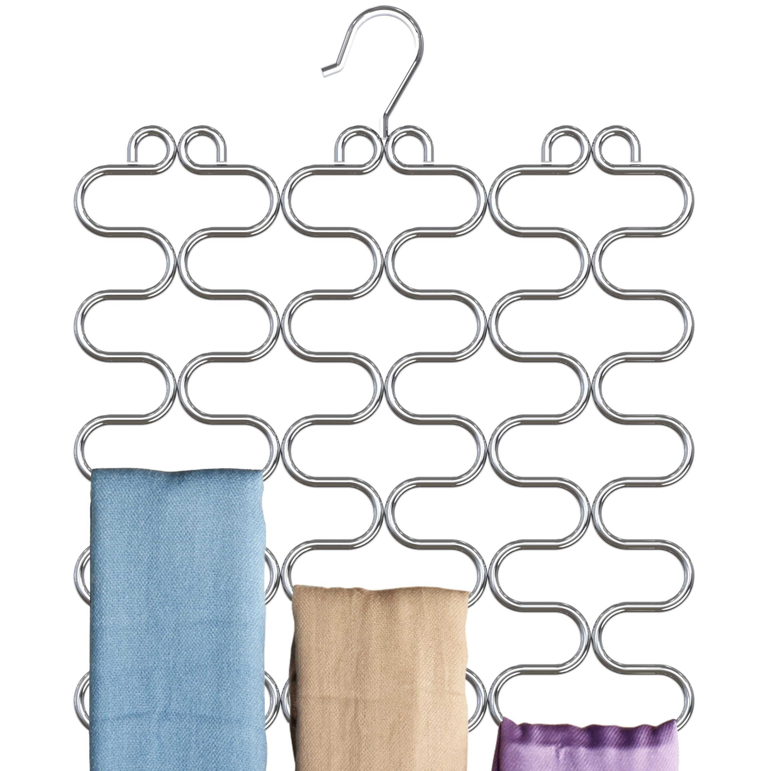 DecoBros Supreme 23 Loop Scarf/Belt/Tie Organizer Hanger Holder, Chrome