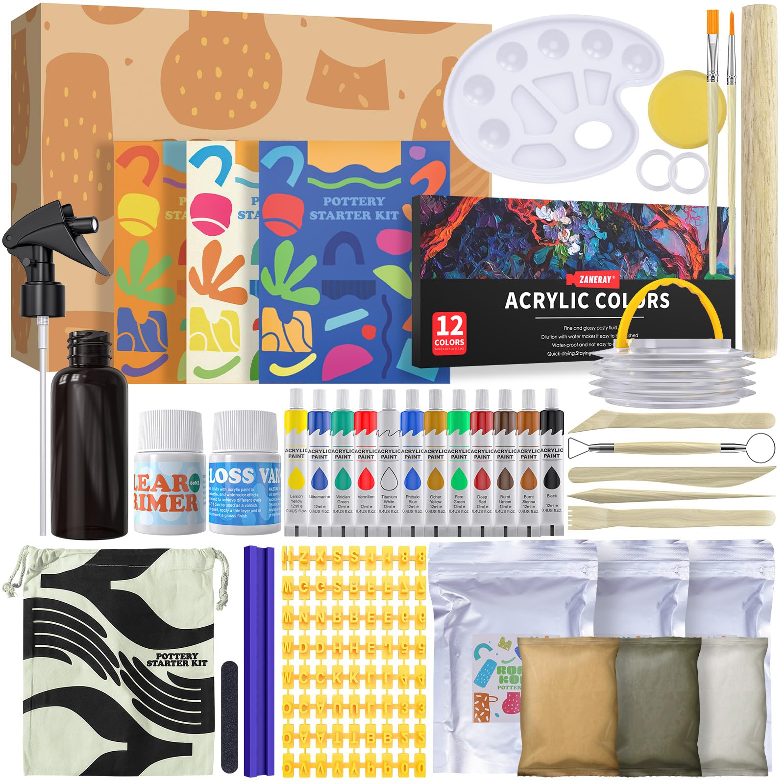 Roaxkois set fai da te adulti | Set creativo per adulti e bambini | Contiene set di strumenti per scolpire, istruzioni, argilla secca e colori | Set per l'artigianato adulti