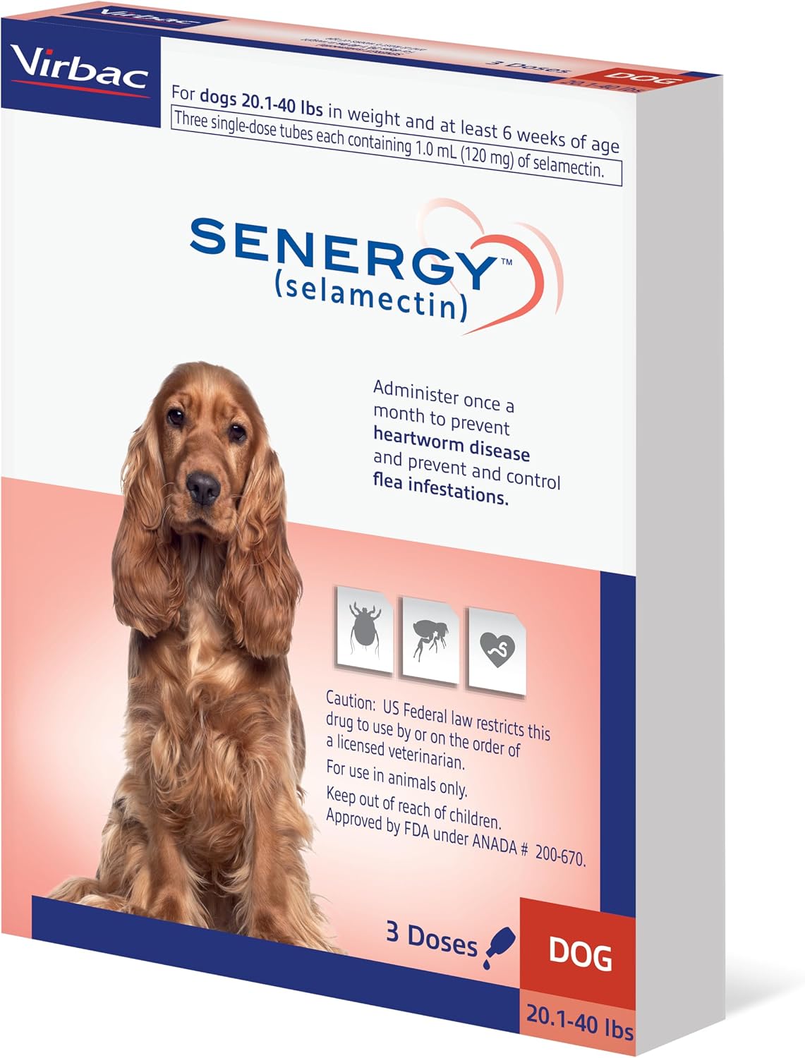 SENERGY® (selamectin) for Dogs 20.1-40 lbs, 3 Pack
