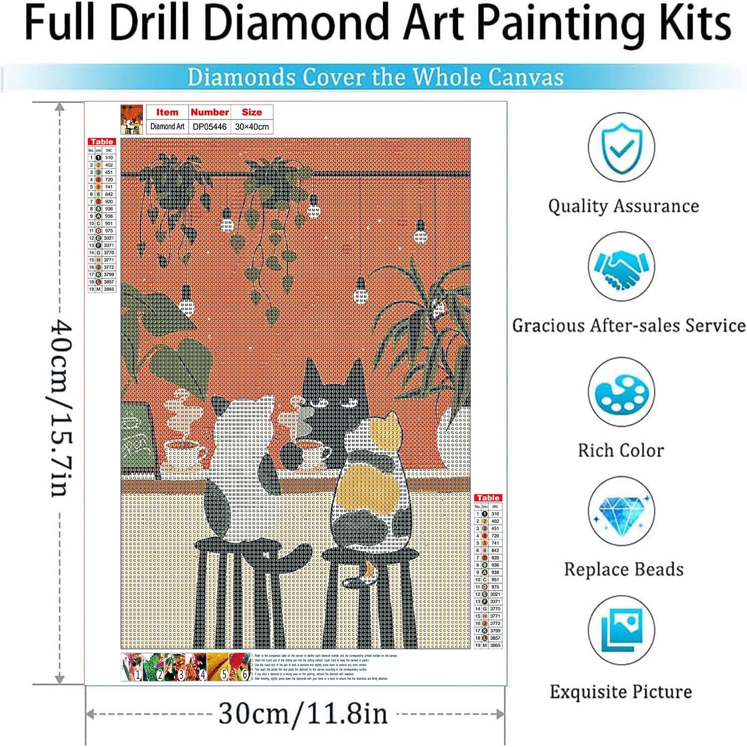 Diamond Art Kits for Adults,Funny cats Diamond Painting Kits 12 x 16in image 4