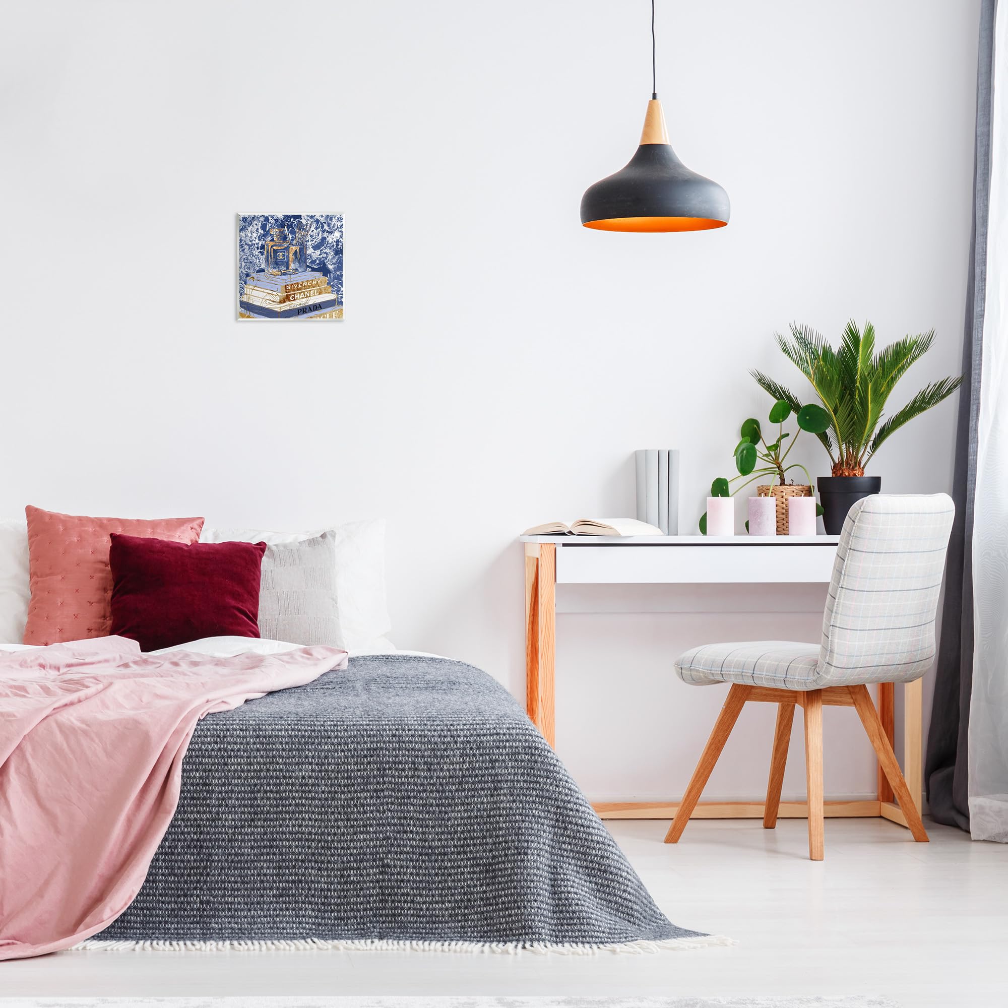 Stupell Industries Fashion Book Pile Glam Designer Accessories Blue Gold, Designed by Ziwei Li Art, 12x12, Wall Plaque