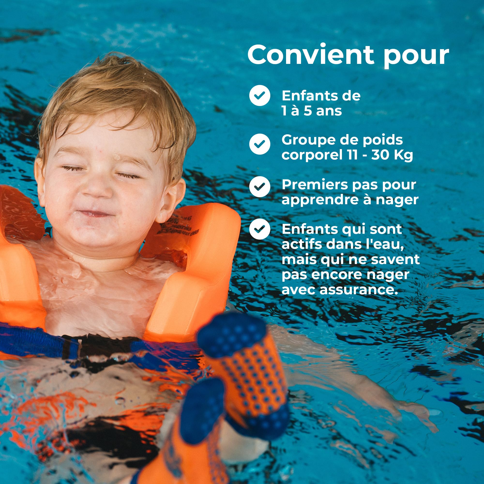 Flipper SwimSafe 1400 - Gilet de Sauvetage pour Enfants de 11 à 30 kg, avec Noyau en Mousse pour Un Soutien sûr Lors de l'apprentissage de la Natation, Ajustement Facile grâce aux Sangles réglables