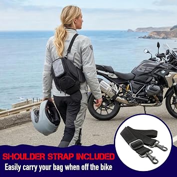 Nomad Motorcycle Tank Bag 4L Heavy Duty Black Gas Tank Bag with Touchscreen Phone Window, Magnetic Fuel Tank Pouch for Cruiser, Sportbike, Touring & Street Bikes