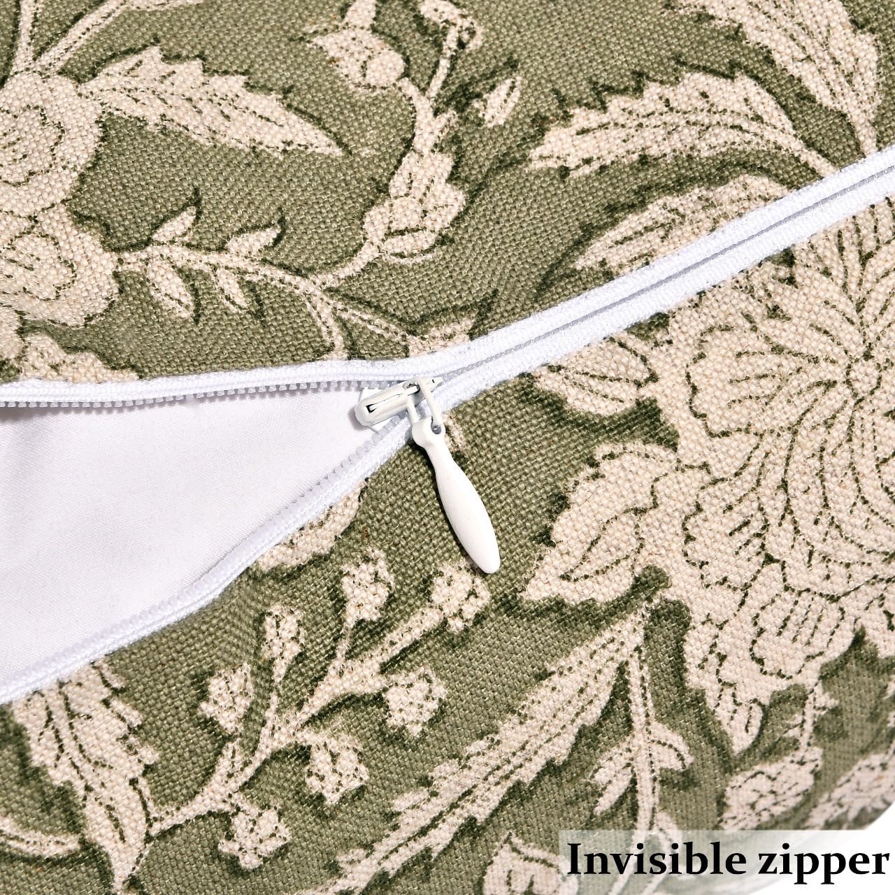 Studio 18x18 Block Print Pillow Covers – Set of 2 – sage Green – Handcrafted Cotton-Linen Decorative Throw Pillow Cases for Sofa, Couch, or Bed