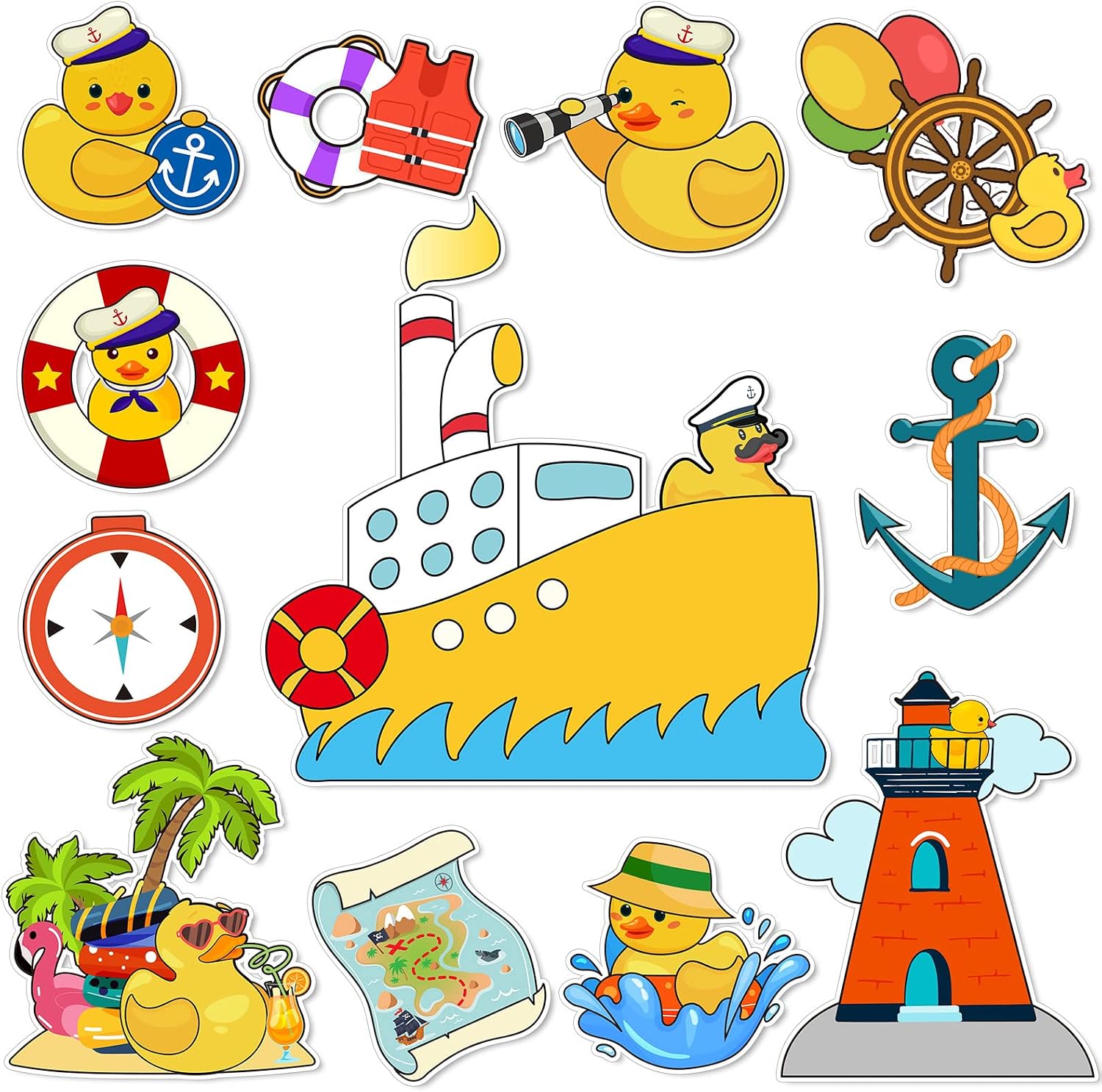 Xuhal 12 Pcs Duck Cruise Door Magnets Decorations Funny Reusable Cruise Door Ship Magnets Ducks Magnetic Stickers Decals for Fridge Refrigerator Cabin Ship Carnival Car Accessories