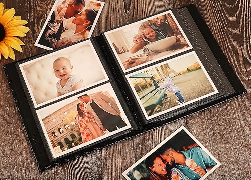 Miniatura 2 de RECUTMS Álbum de fotos pequeño de 4 x 6 pulgadas con 200 bolsillos, color rosa, piel sintética, puede contener 200 fotos horizontales